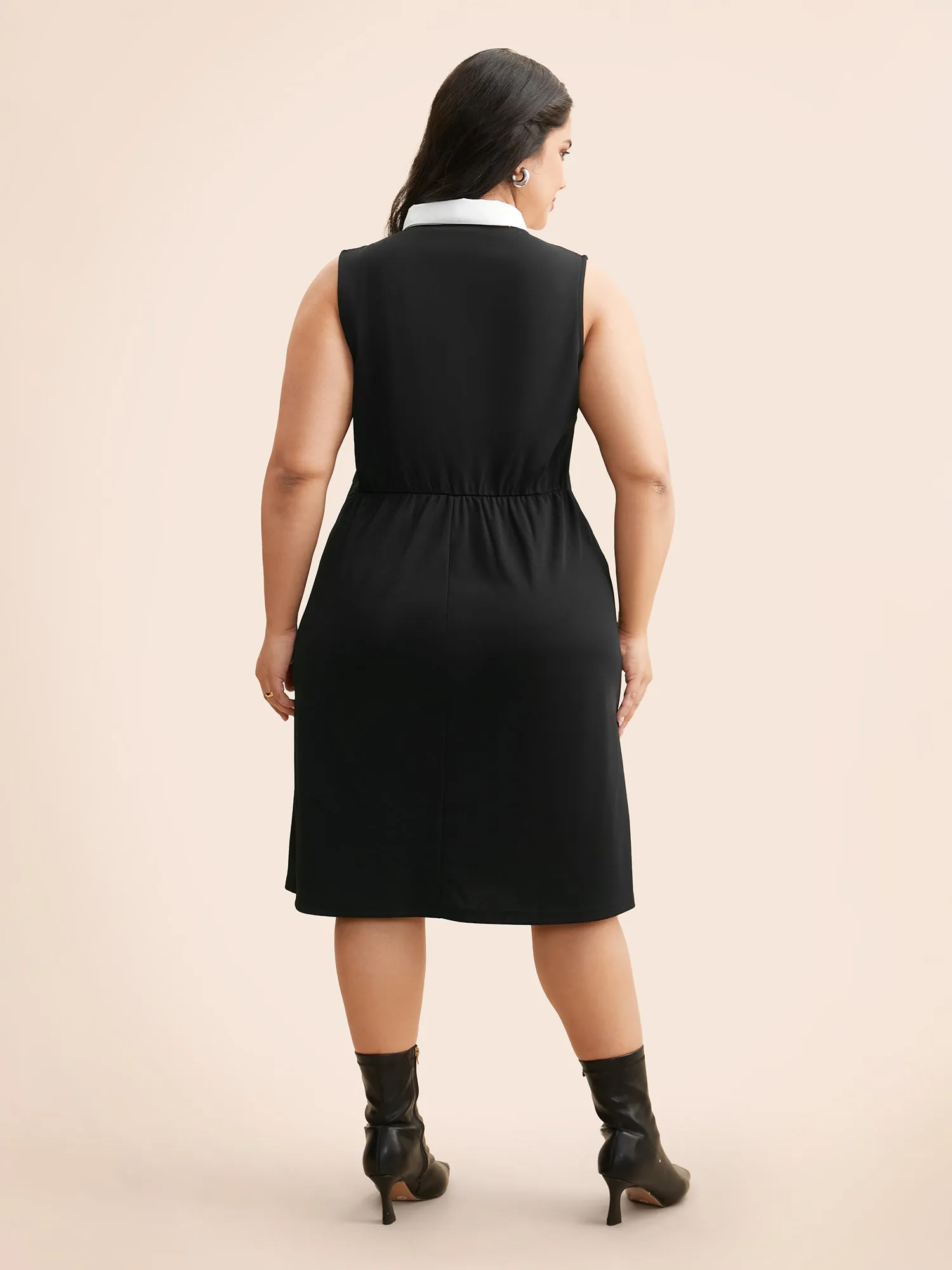 Contrast Patchwork Tucked Seam Sleeveless Dress sold by Bloomchic product image thumbnail 4