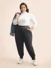 Solid Elastic Waist Carrot Pants sold by Bloomchic