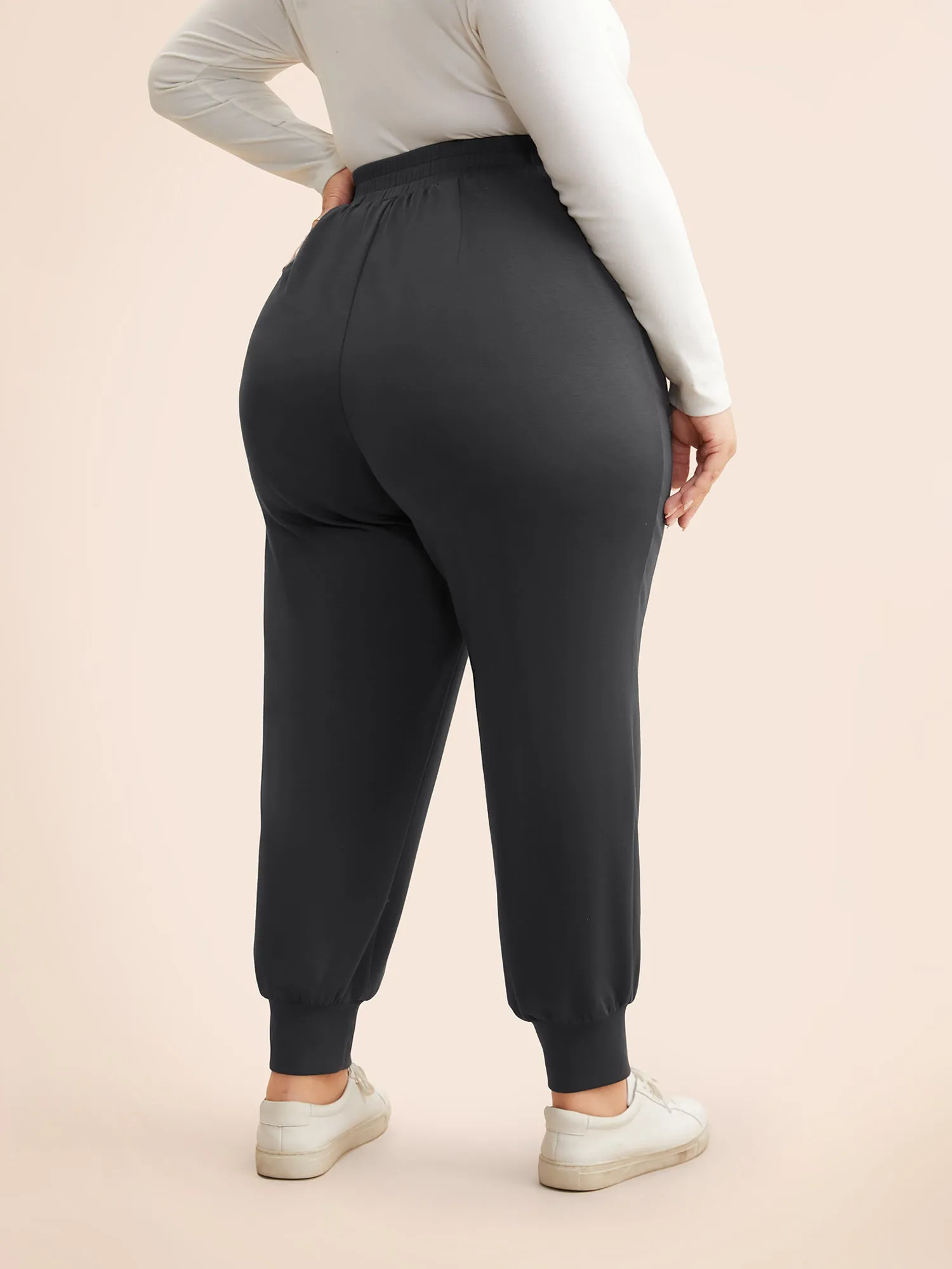 Solid Elastic Waist Carrot Pants sold by Bloomchic product image thumbnail 4