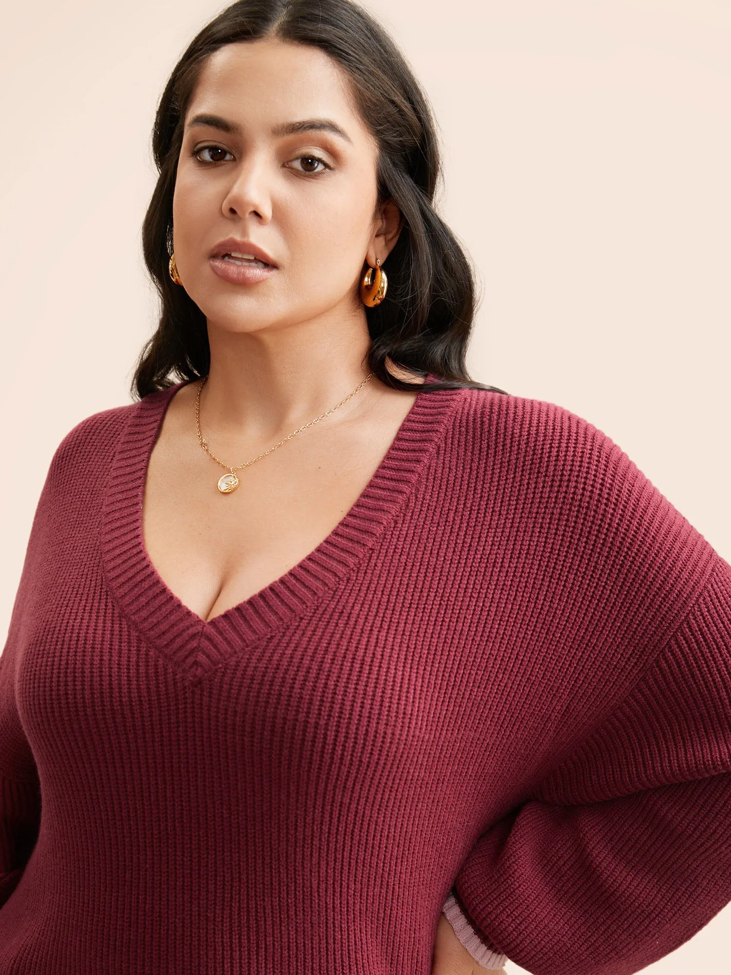 Supersoft Essentials V Neck Contrast Trim Pullover sold by Bloomchic product image thumbnail 4