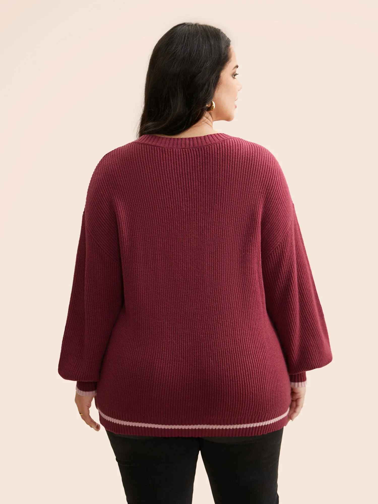 Supersoft Essentials V Neck Contrast Trim Pullover sold by Bloomchic product image thumbnail 2