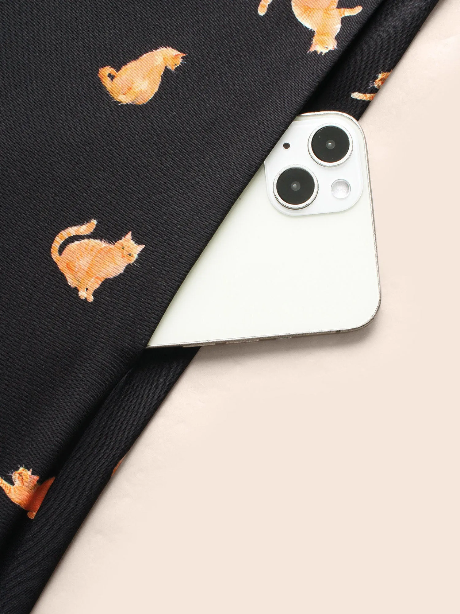 Square Neck Cat Print Pleated Dress sold by Bloomchic product image thumbnail 5