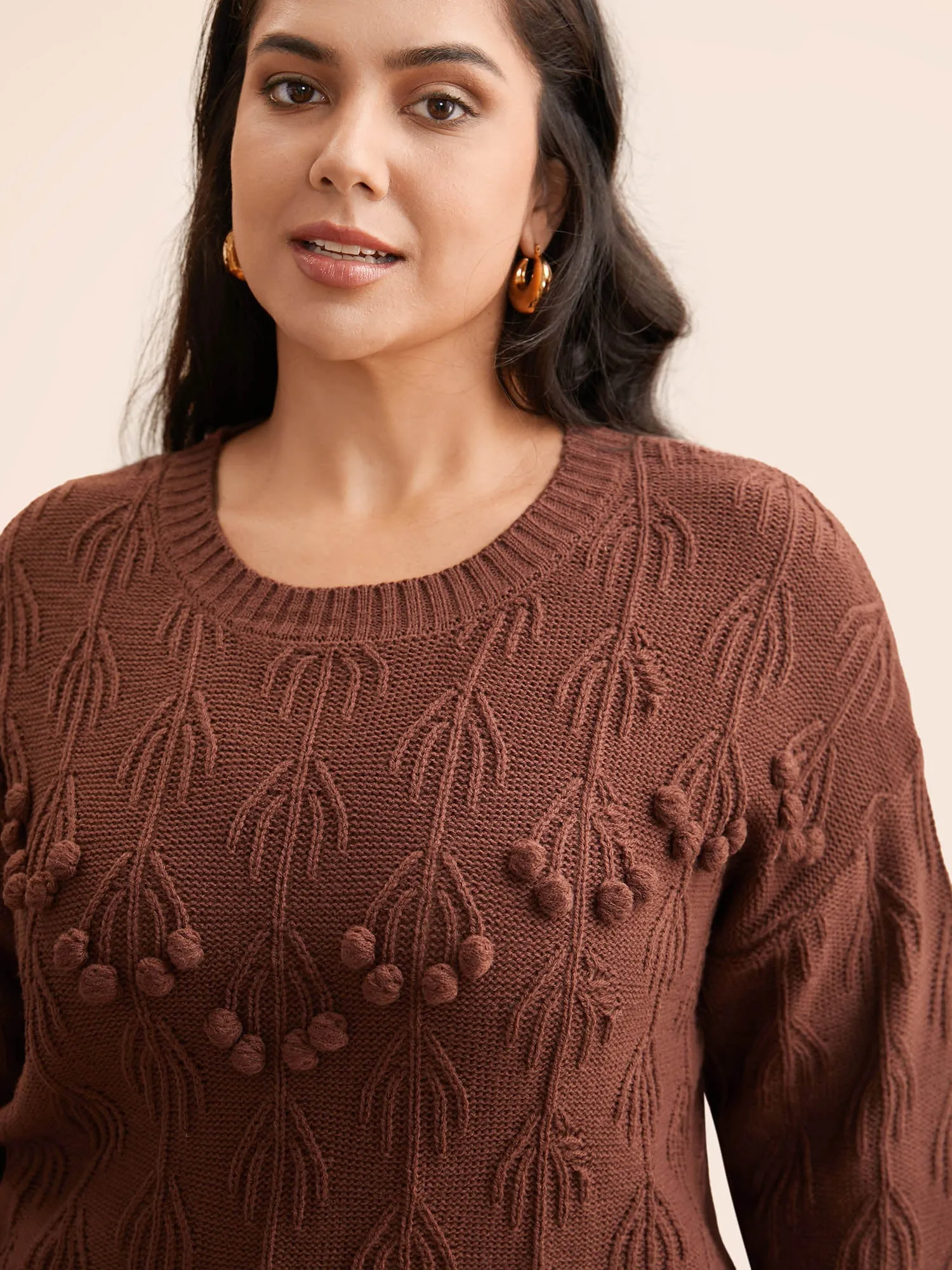 Crochet Floral Drop Shoulder Sleeve Pullover sold by Bloomchic product image thumbnail 5