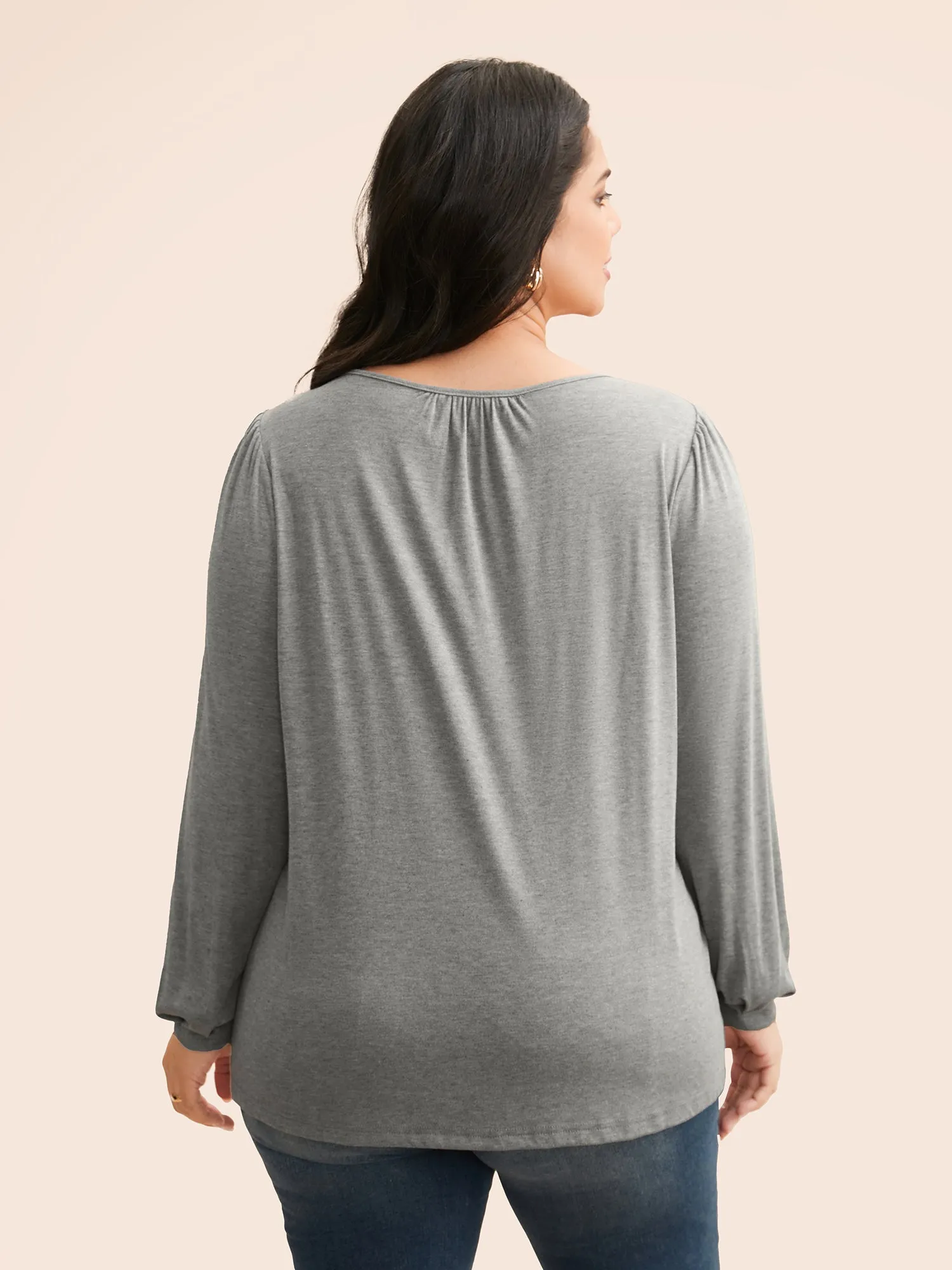 Tie Knot Gathered Lantern Sleeve T-shirt sold by Bloomchic product image thumbnail 4