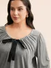 Tie Knot Gathered Lantern Sleeve T-shirt sold by Bloomchic