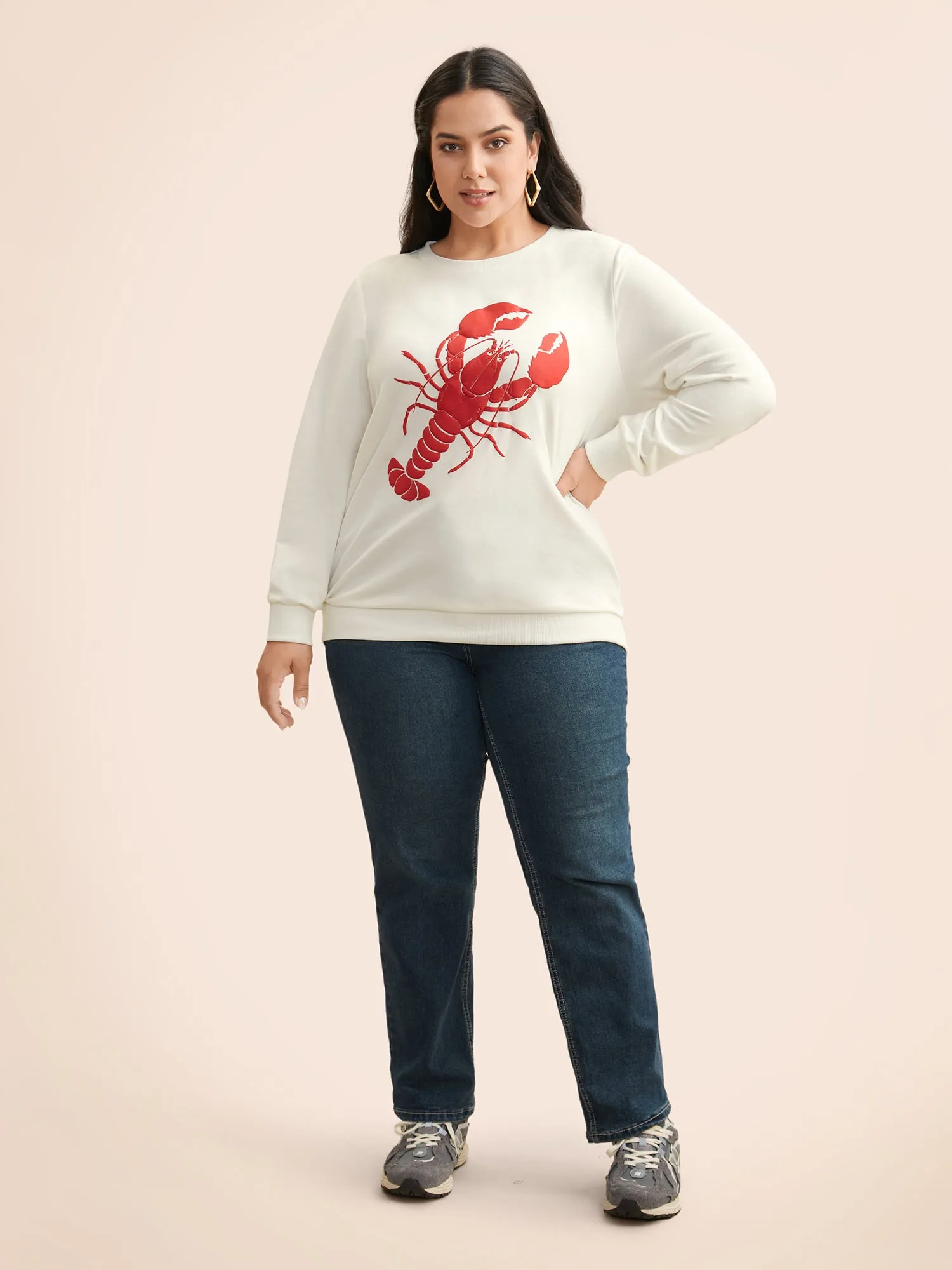 Lobster Pattern Round Neck Sweatshirt sold by Bloomchic product image thumbnail 4