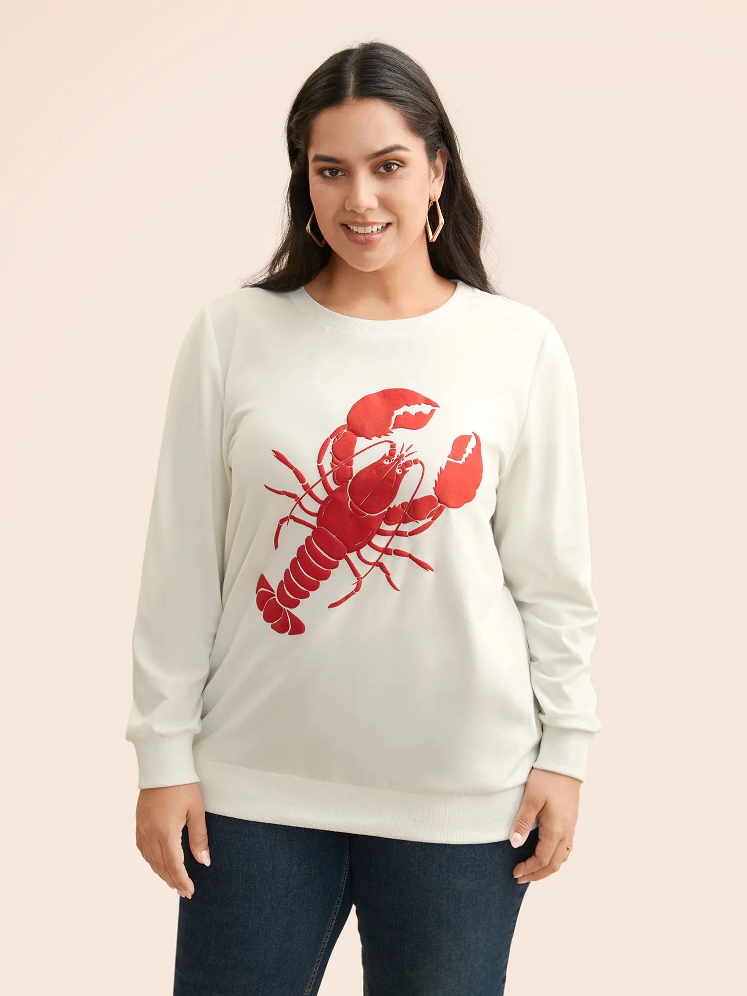 Lobster Pattern Round Neck Sweatshirt sold by Bloomchic