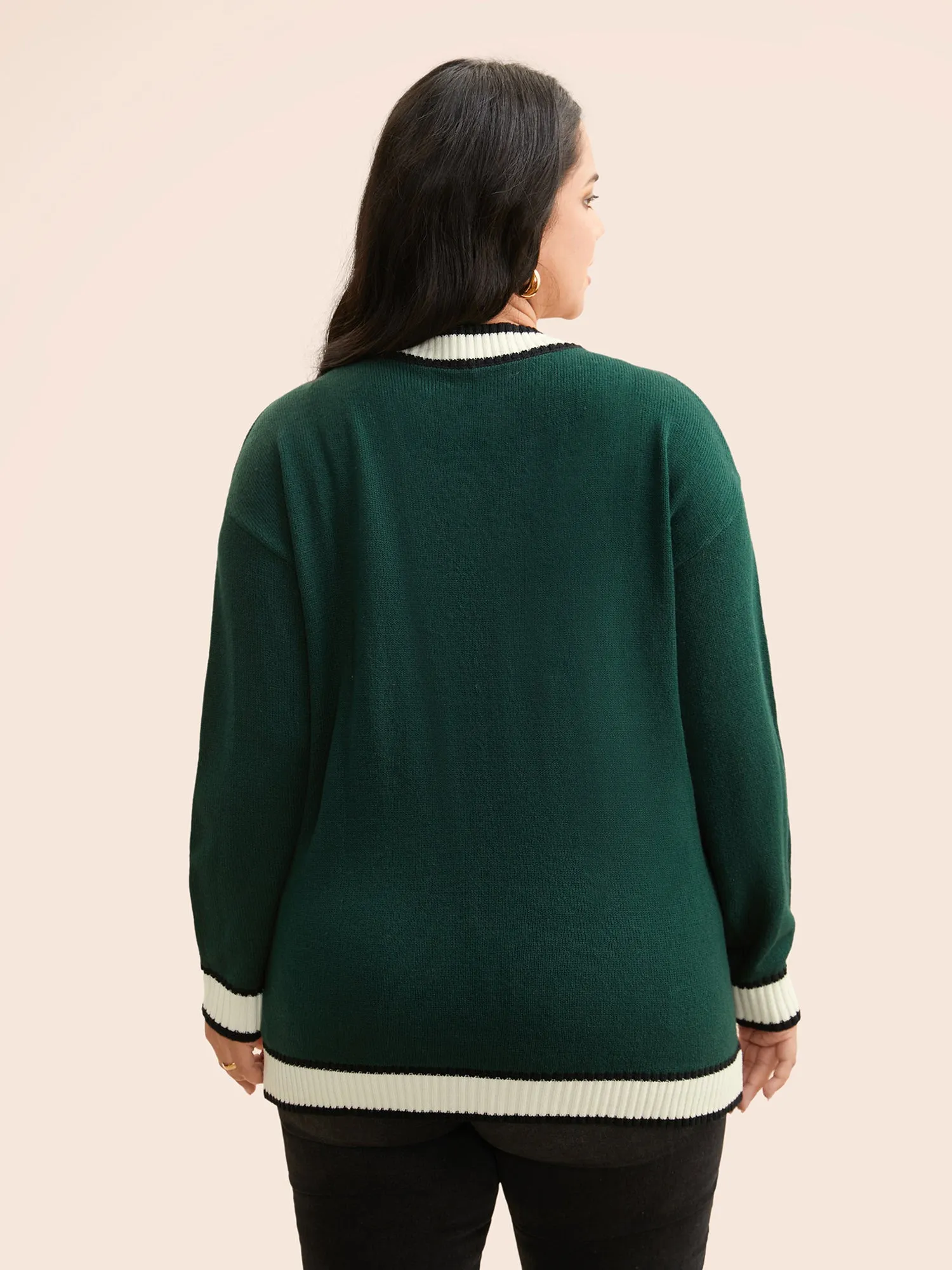 Contrast Trim Button Up Pocket Cardigan sold by Bloomchic product image thumbnail 2