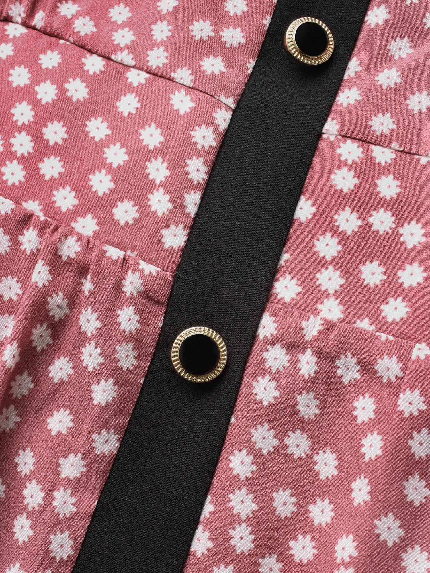 Ditsy Floral Contrast Trim Button Detail Dress sold by Bloomchic product image thumbnail 5