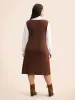 Shirt Collar Rib Knit Patchwork Dress sold by Bloomchic