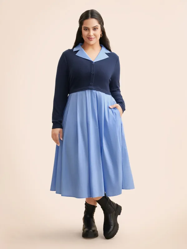2-In-1 Contrast Patchwork Pleated Dress sold by Bloomchic