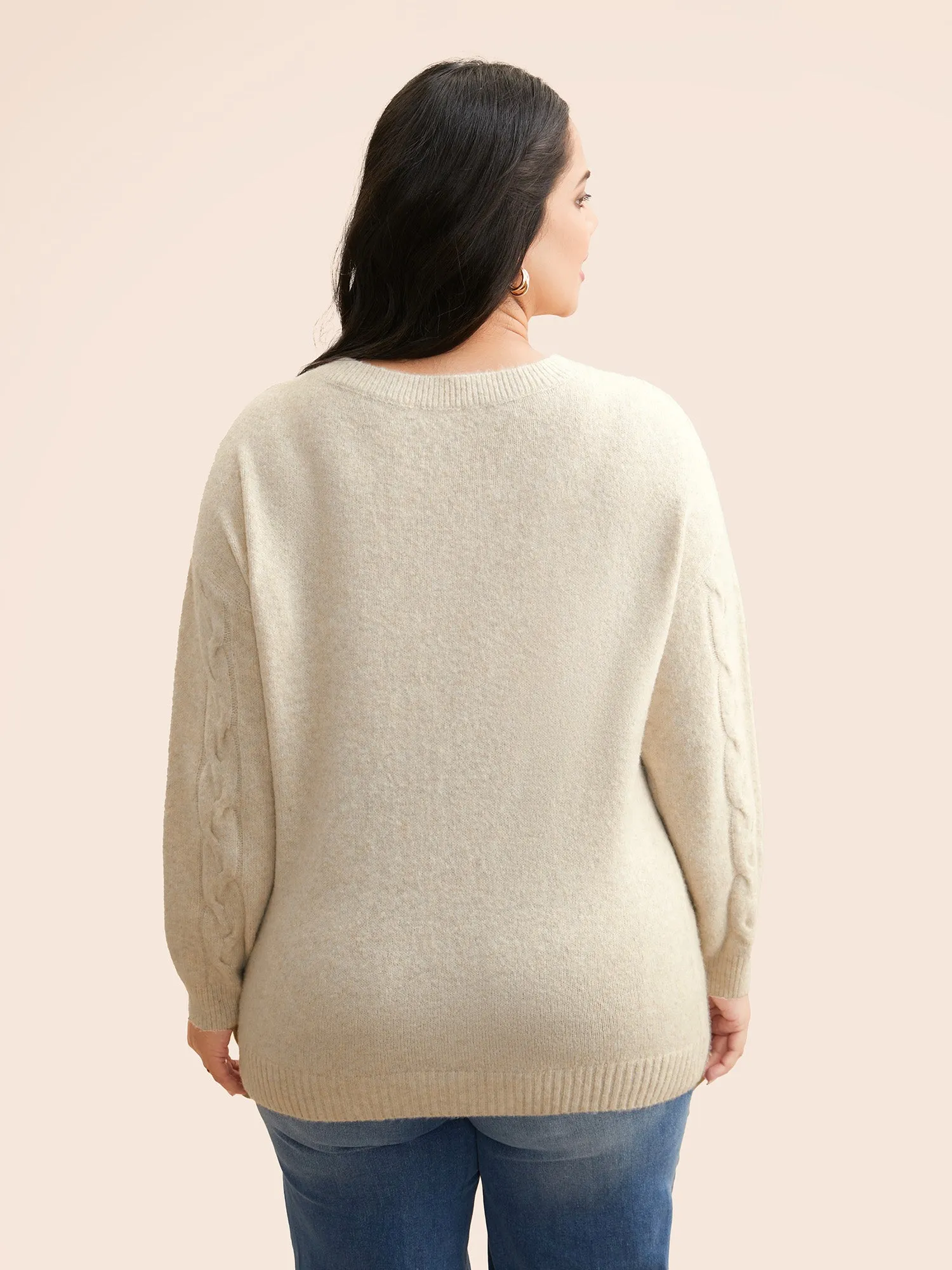 Supersoft Essentials Solid Cable Knit Puff Sleeve Pullover sold by Bloomchic product image thumbnail 2