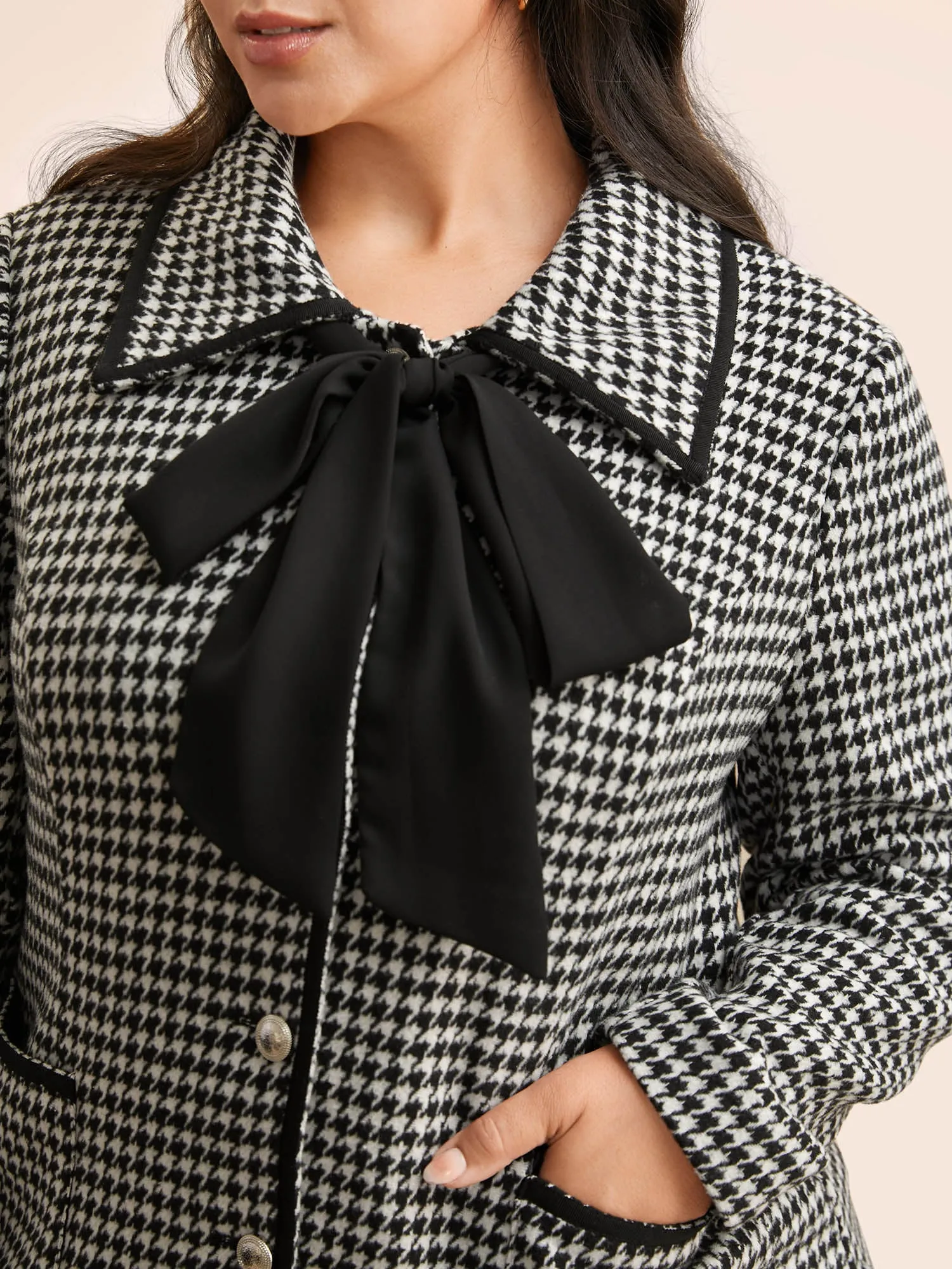 Houndstooth Tie Knot Woven Ribbon Jacket sold by Bloomchic product image thumbnail 3