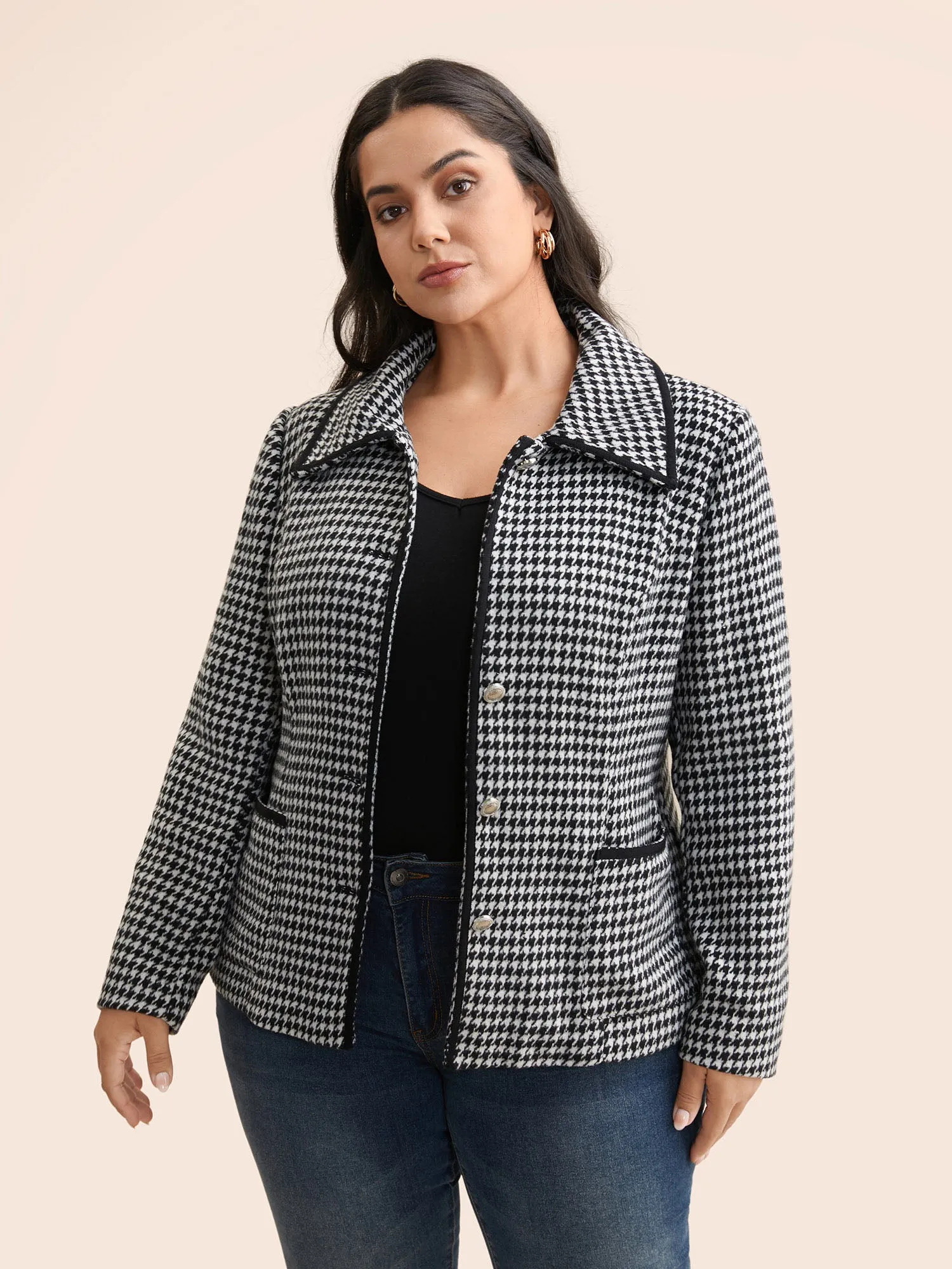 Houndstooth Tie Knot Woven Ribbon Jacket sold by Bloomchic product image thumbnail 4