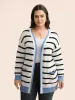 Supersoft Essentials Kimono Collar Contrast Striped Cardigan sold by Bloomchic