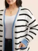 Supersoft Essentials Kimono Collar Contrast Striped Cardigan sold by Bloomchic