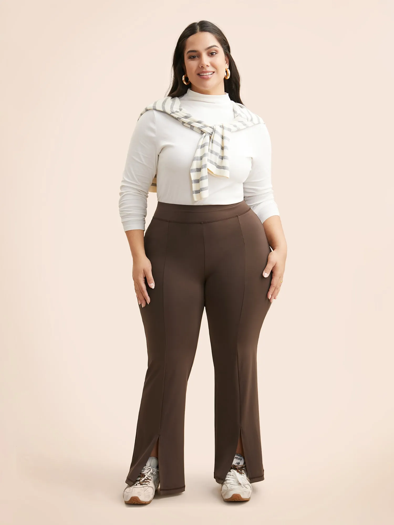 High Stretch Split Hem Bootcut Leggings sold by Bloomchic product image thumbnail 2