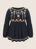 Bandana Embroidered Round Neck Lantern Sleeve T-shirt sold by Bloomchic
