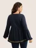 Bandana Embroidered Round Neck Lantern Sleeve T-shirt sold by Bloomchic