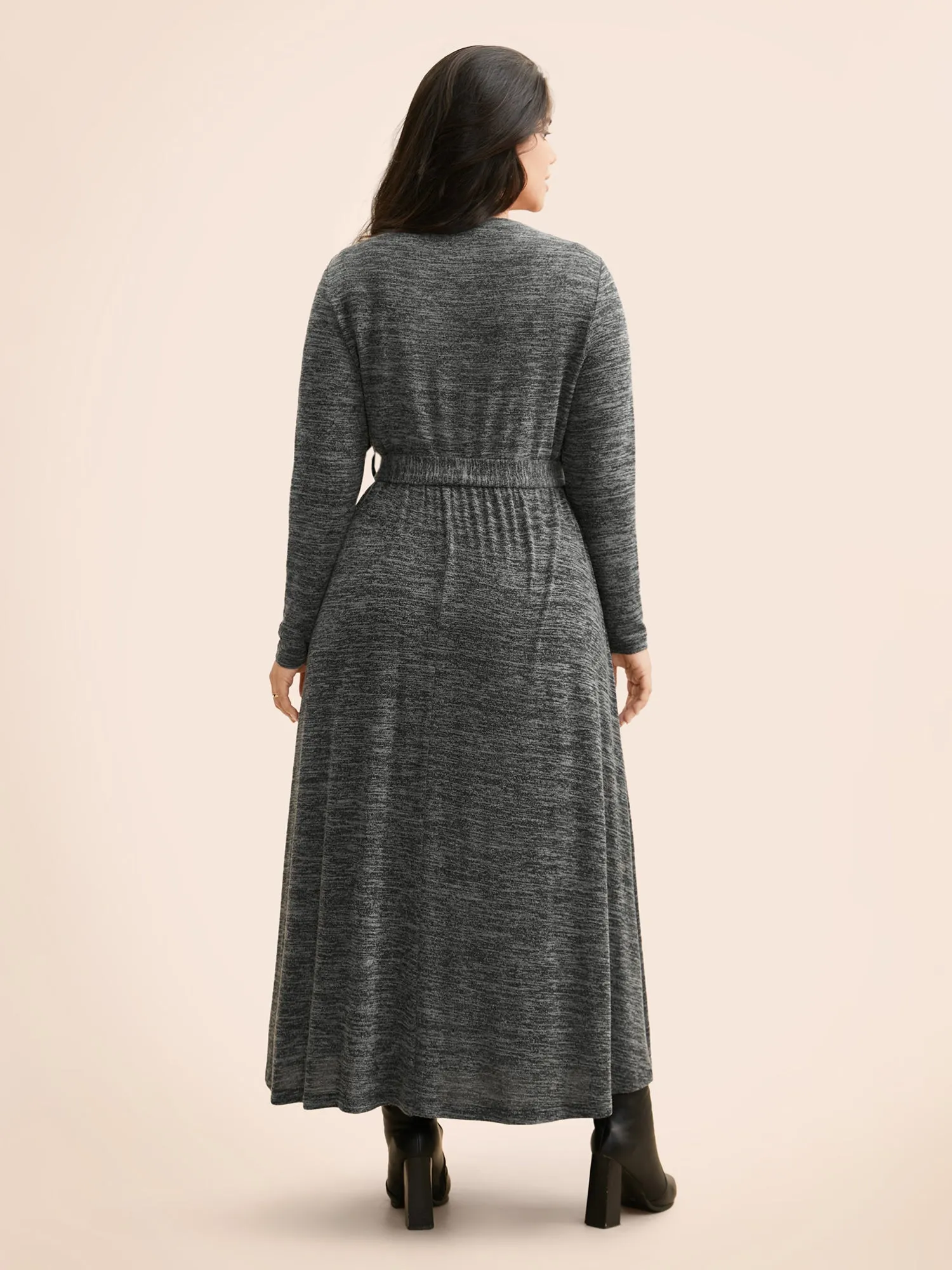 Round Neck Heather Belted Dress sold by Bloomchic product image thumbnail 4