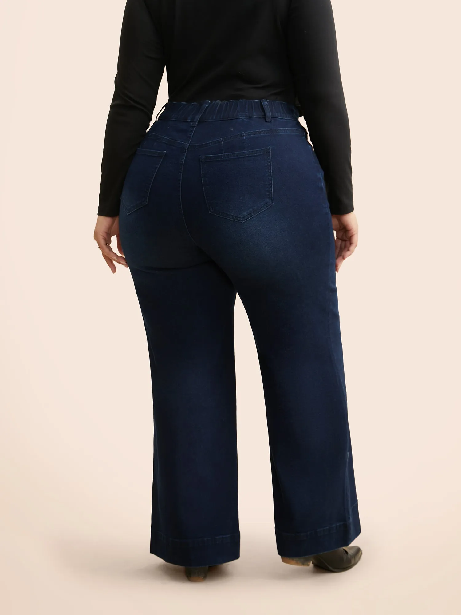 Dark Wash Seam Detail Wide Leg Jeans sold by Bloomchic product image thumbnail 2