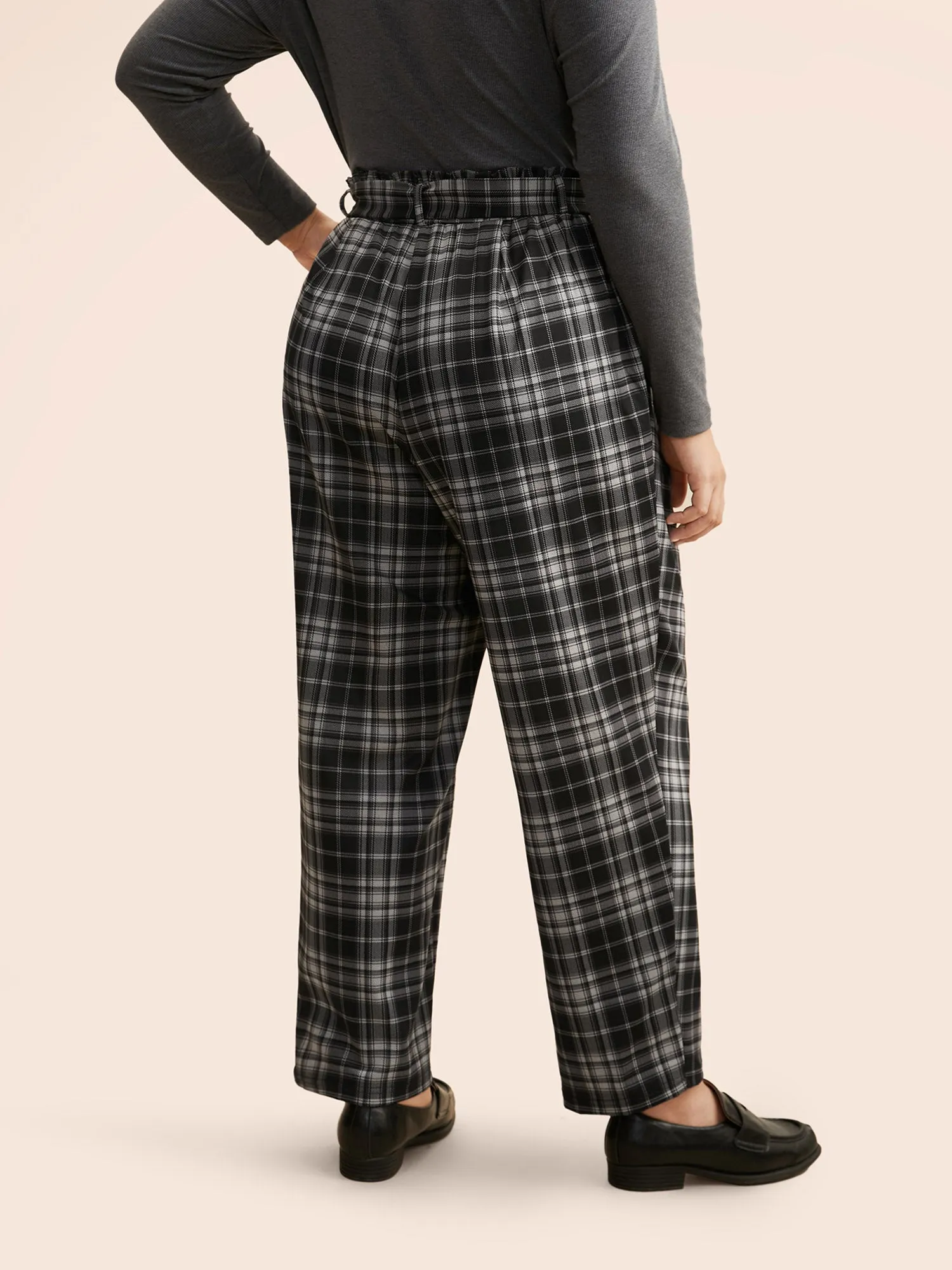 Plaid Tie Knot Paperbag Waist Pants sold by Bloomchic product image thumbnail 3