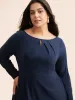 Plain Keyhole Pleated Shirred Dress sold by Bloomchic