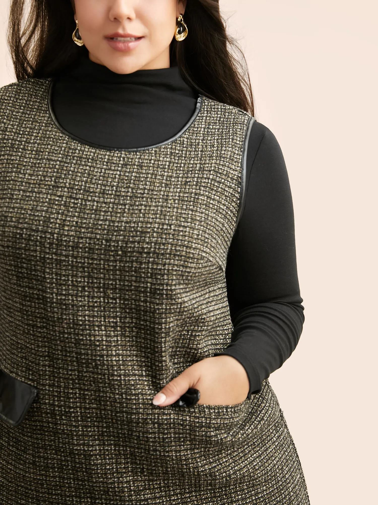 Tweed Patchwork Flap Pocket Dress sold by Bloomchic product image thumbnail 2