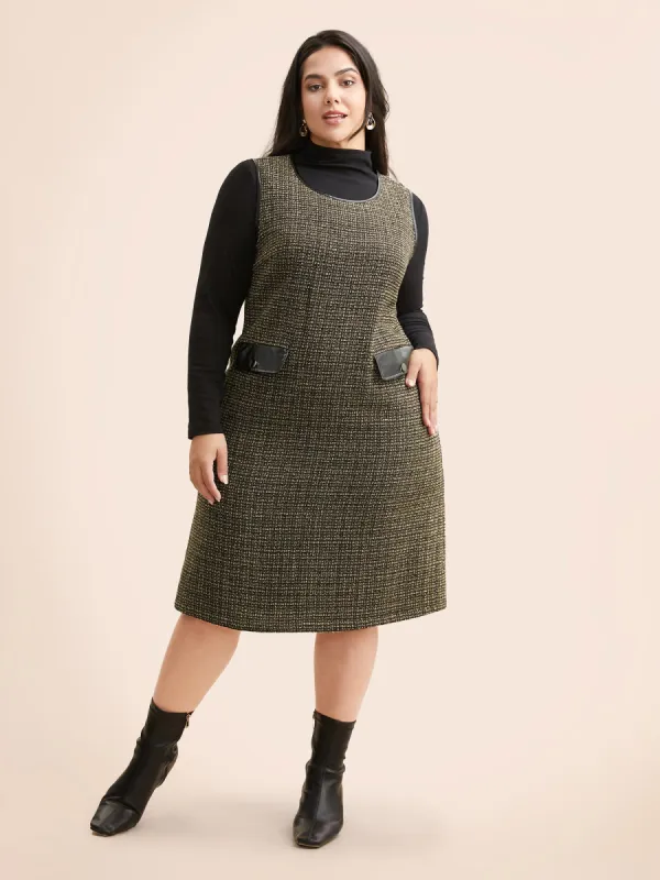 Tweed Patchwork Flap Pocket Dress sold by Bloomchic