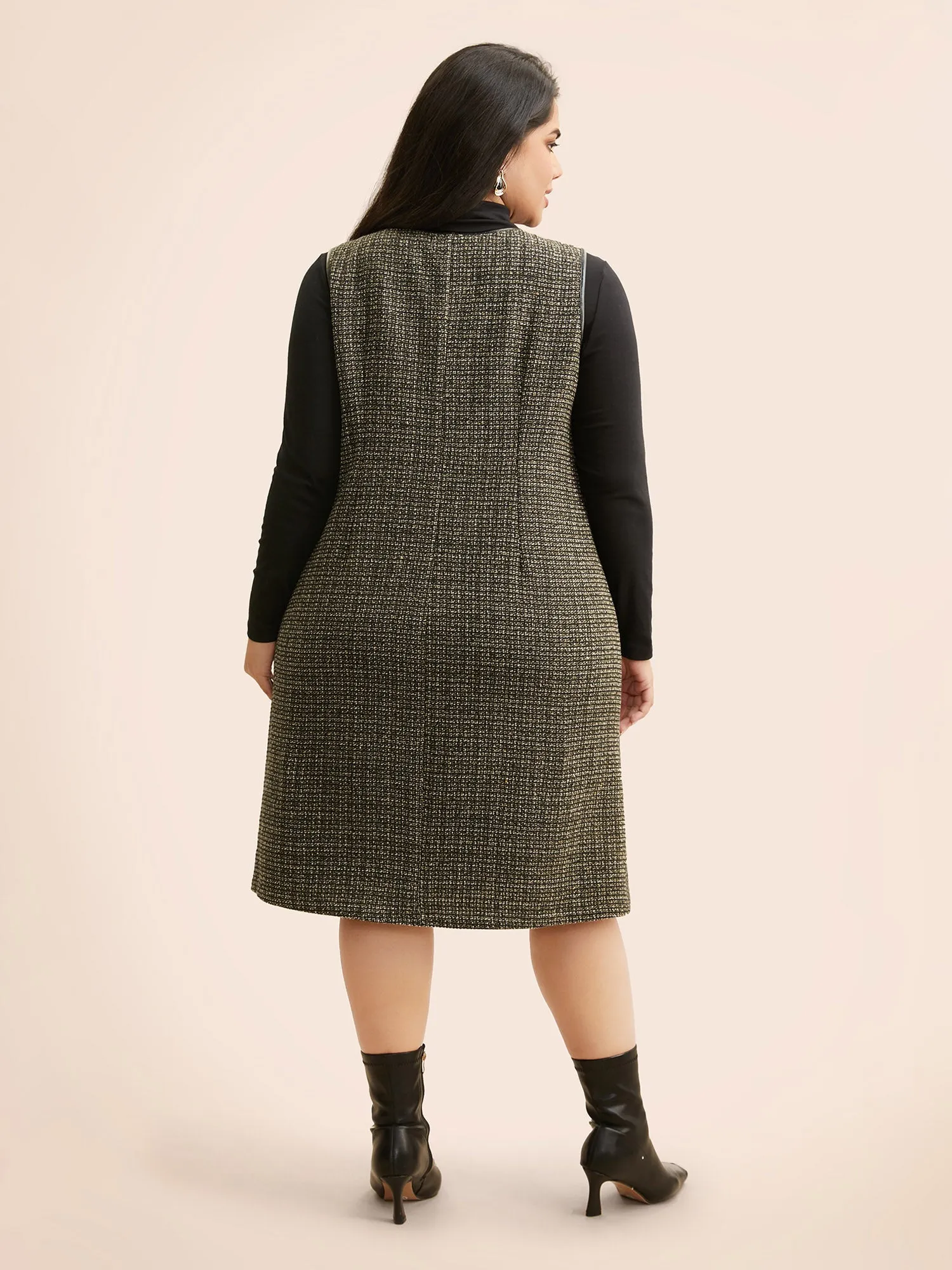 Tweed Patchwork Flap Pocket Dress sold by Bloomchic product image thumbnail 4
