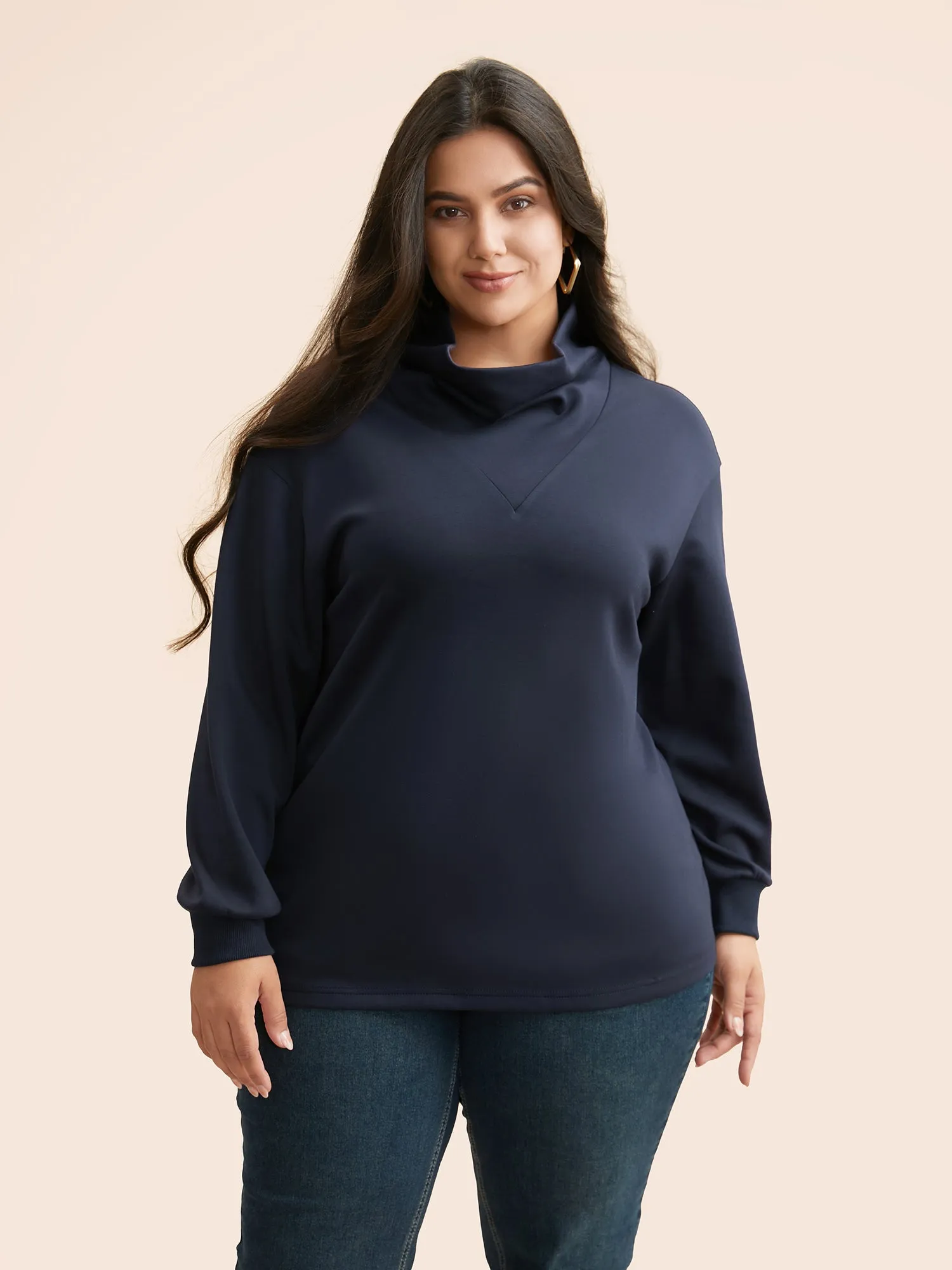 Ruffled Collar Plain Drop Shoulder Sweatshirt sold by Bloomchic product image thumbnail 3