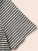 U Neck Striped Button Detail T-shirt sold by Bloomchic