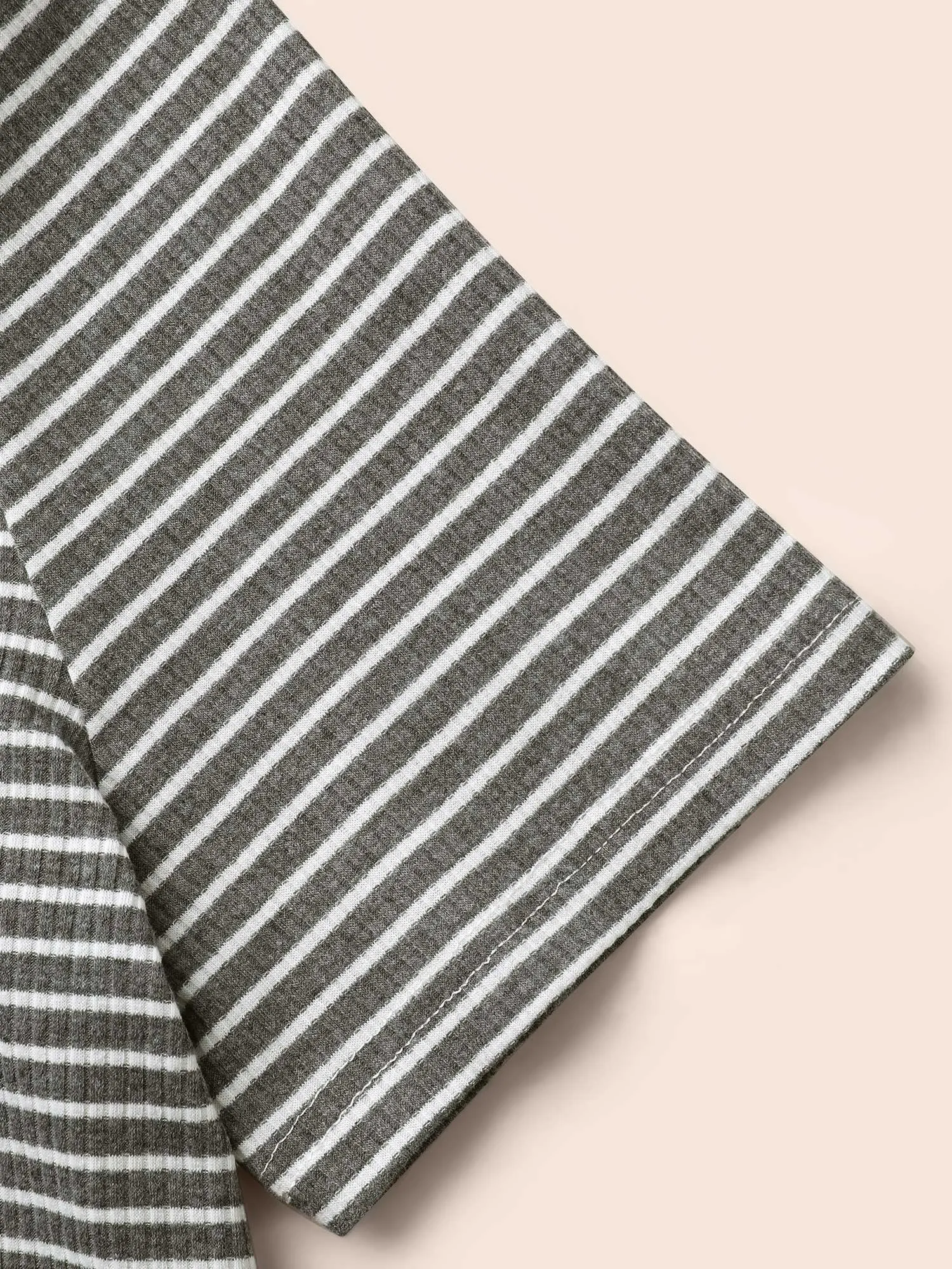 U Neck Striped Button Detail T-shirt sold by Bloomchic product image thumbnail 5