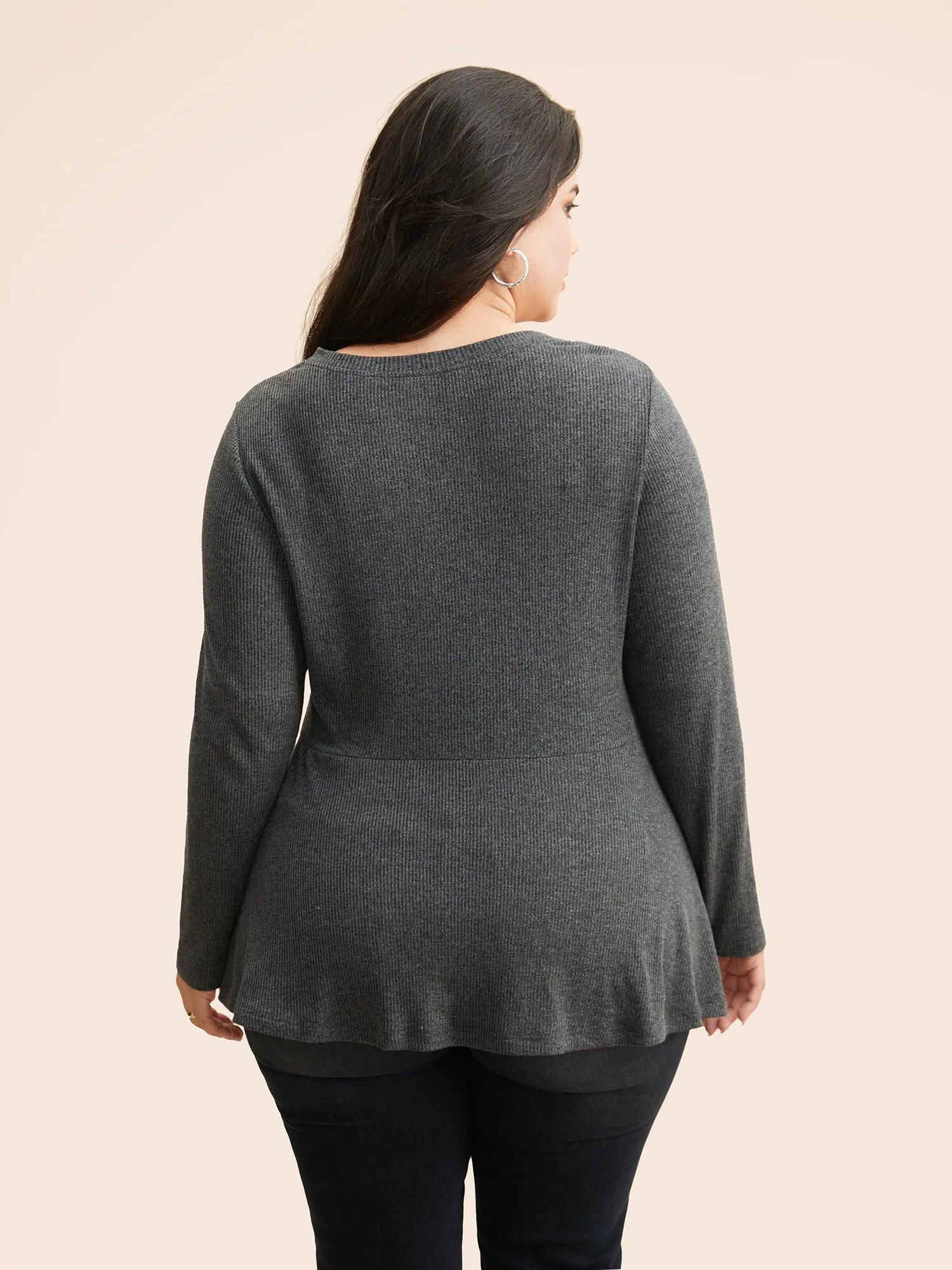 Solid V Neck Asymmetrical Hem T-shirt sold by Bloomchic product image thumbnail 4