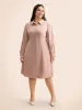 Shirt Collar Shirred Woven Ribbon Dress sold by Bloomchic