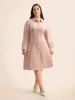 Shirt Collar Shirred Woven Ribbon Dress sold by Bloomchic