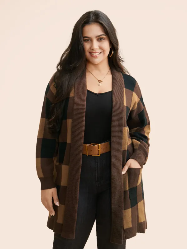 Supersoft Essentials Plaid Kimono Collar Cardigan sold by Bloomchic