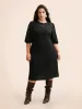 Texture Button Up Puff Sleeve Dress sold by Bloomchic