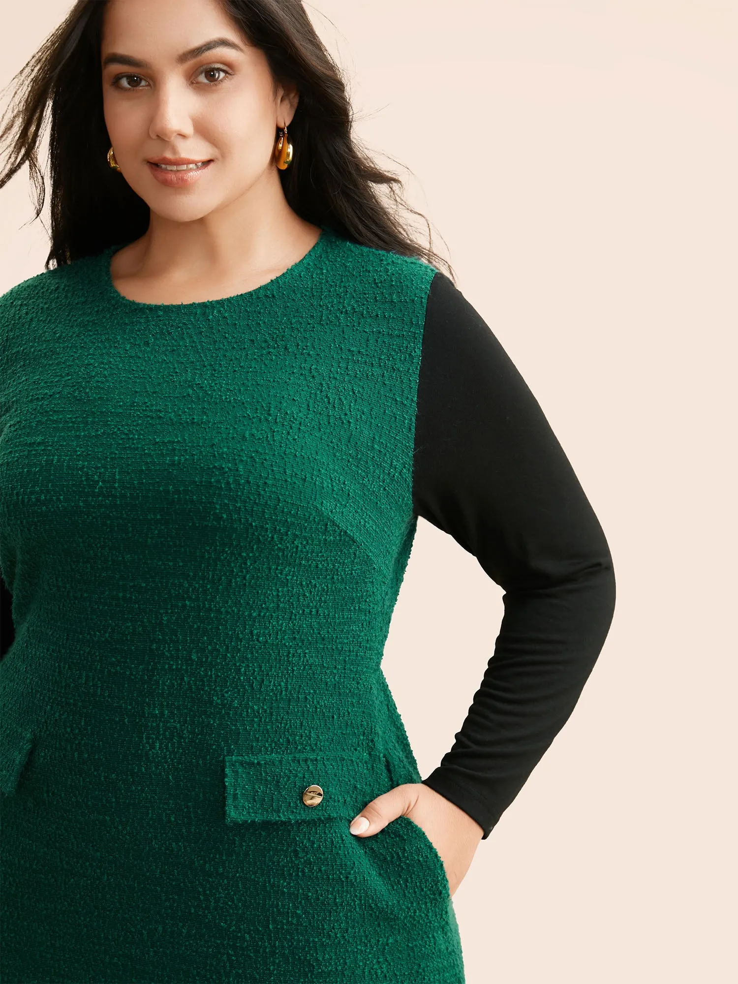 Textured Patchwork Flap Detail Dress sold by Bloomchic product image thumbnail 2