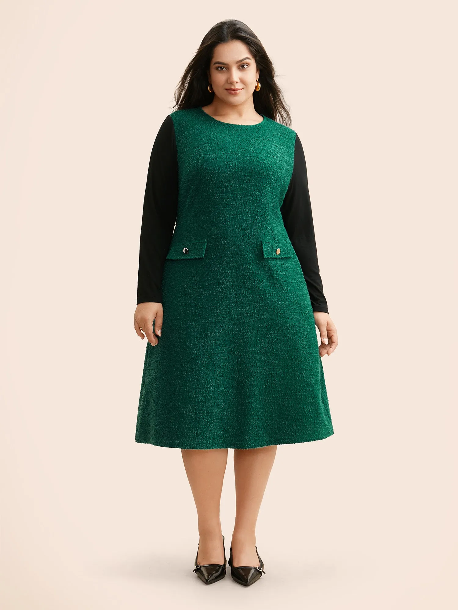 Textured Patchwork Flap Detail Dress sold by Bloomchic product image thumbnail 3