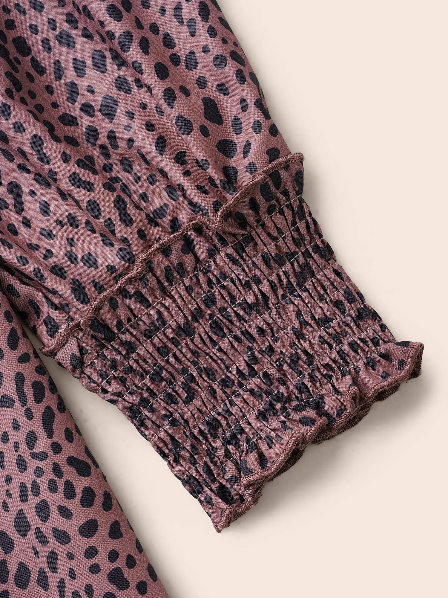 Leopard Print Ruffles Shirred Blouse sold by Bloomchic product image thumbnail 5