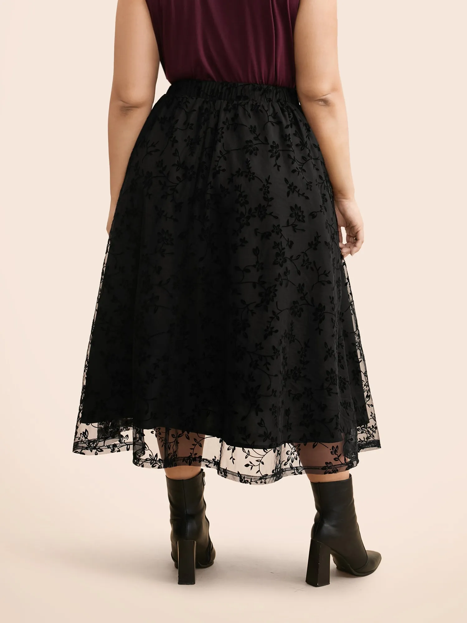 Floral Embroidered Mesh Pocket Skirt sold by Bloomchic product image thumbnail 3