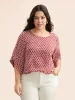 Geometric Round Neck Bell Sleeve Blouse sold by Bloomchic