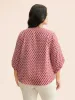 Geometric Round Neck Bell Sleeve Blouse sold by Bloomchic
