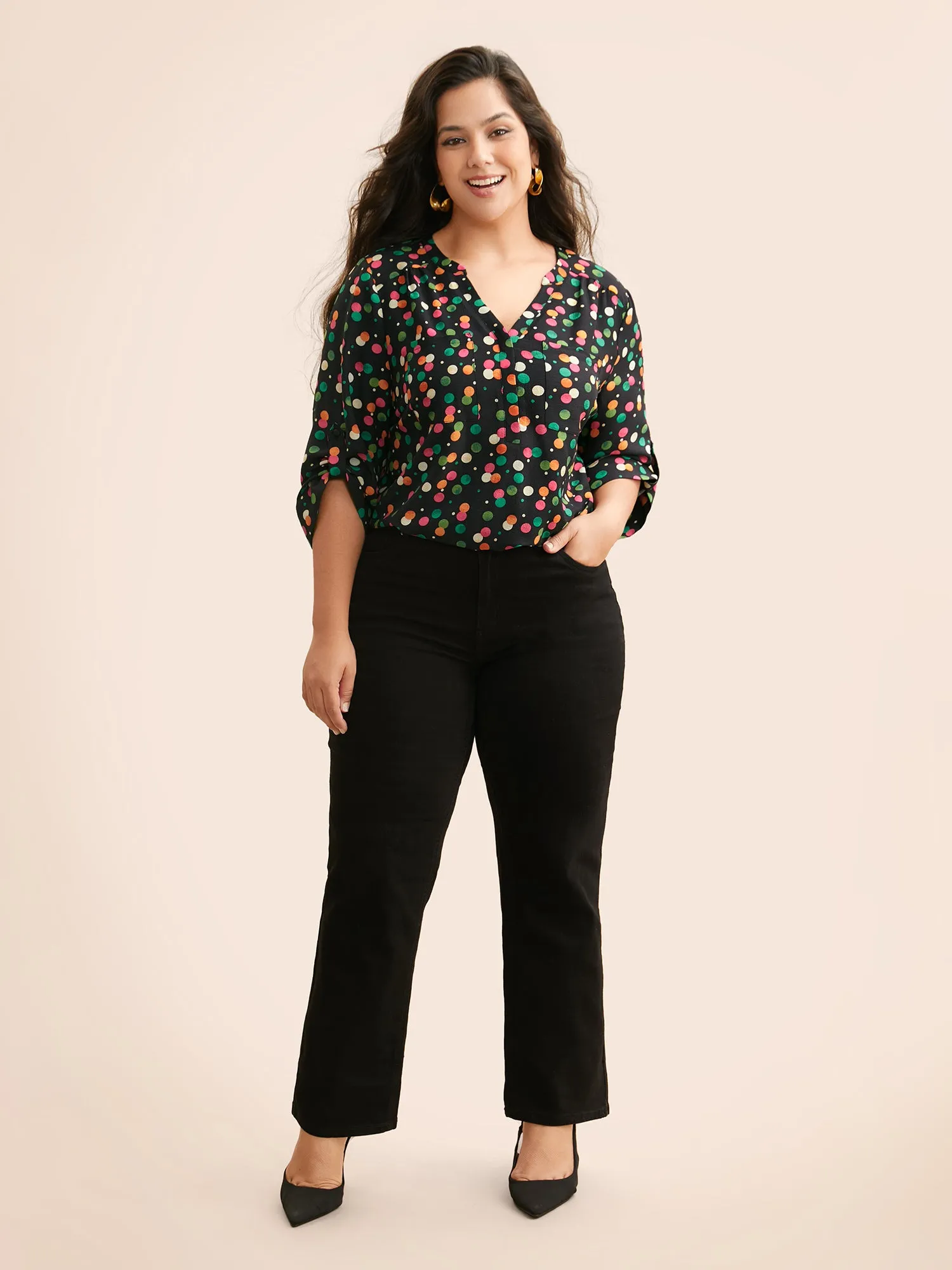 Color Polka Dot Patch Pocket Blouse sold by Bloomchic product image thumbnail 2