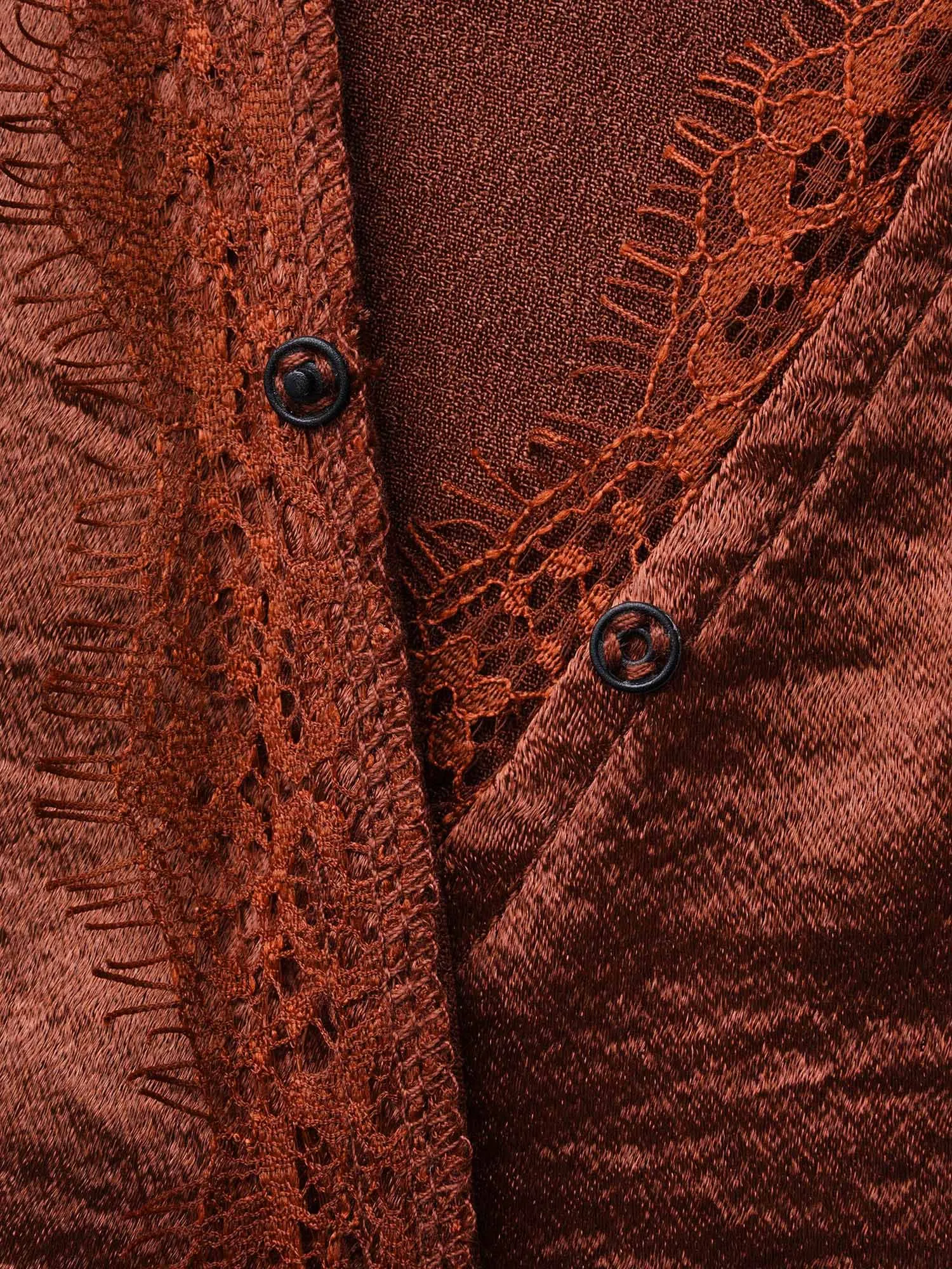 Overlap Collar Shirred Lace Trim Blouse sold by Bloomchic product image thumbnail 5