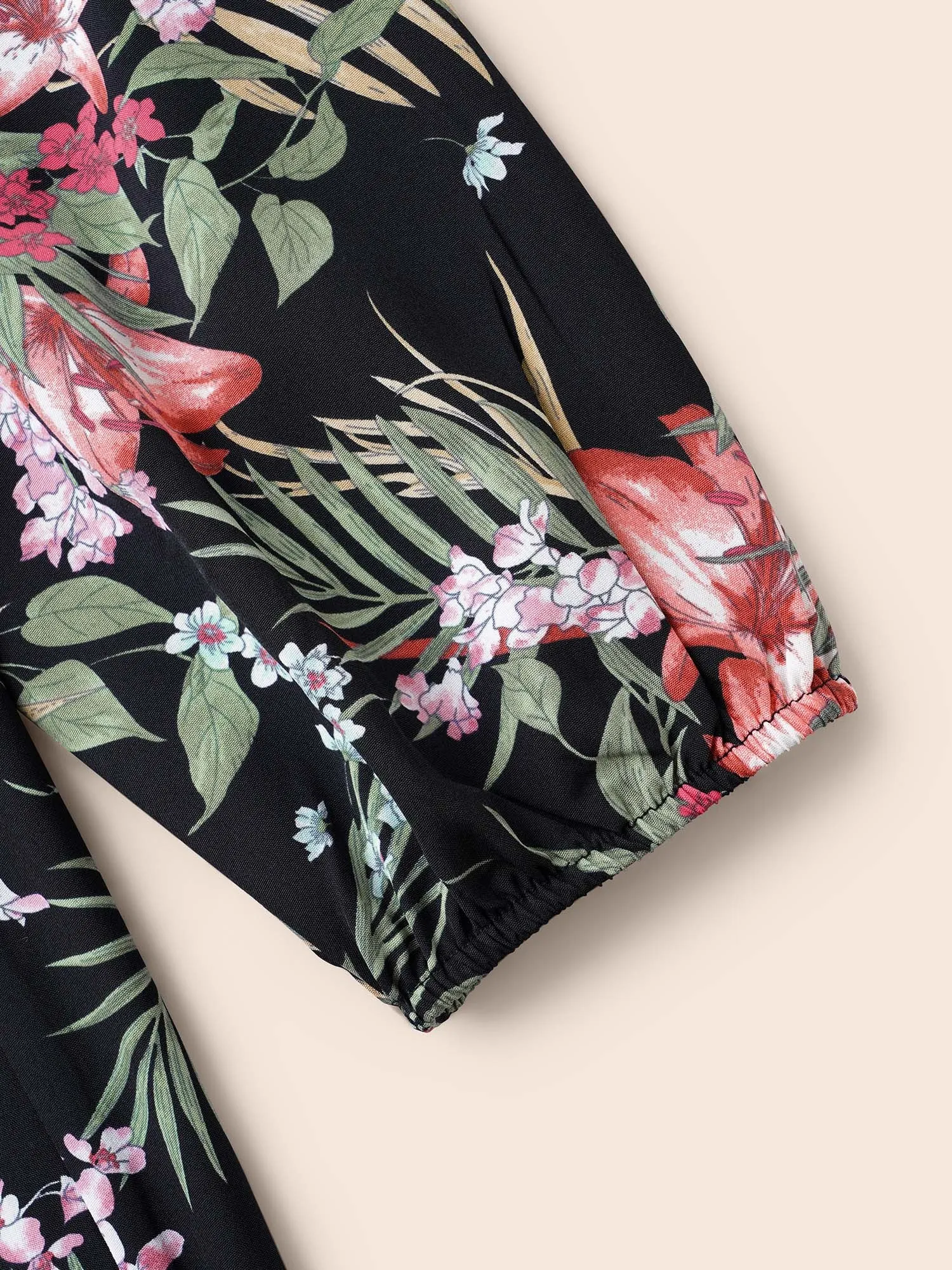 V Neck Floral Asymmetrical Hem Dress sold by Bloomchic product image thumbnail 5