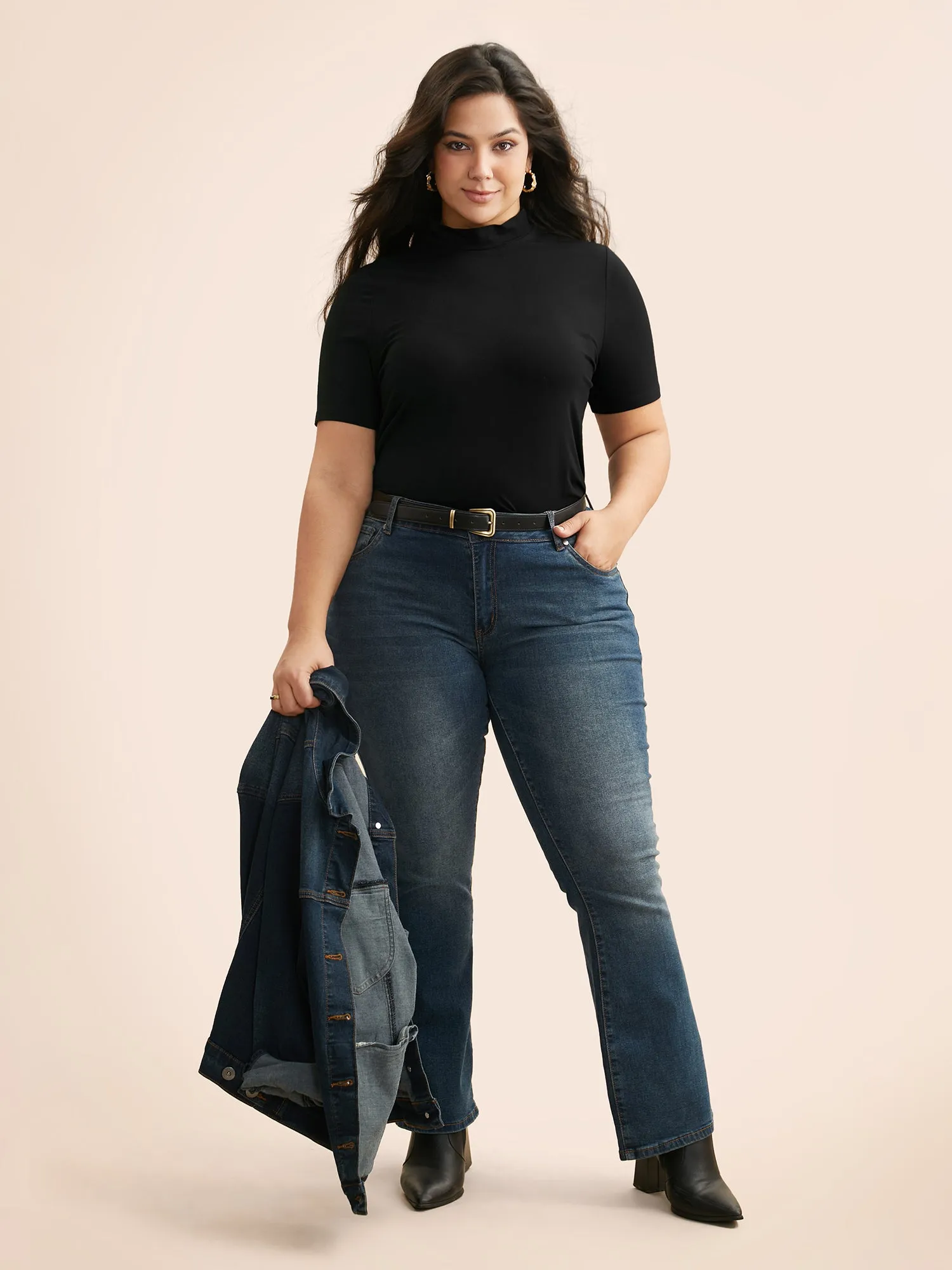 Supersoft Essentials Solid Mock Neck T-shirt sold by Bloomchic product image thumbnail 4