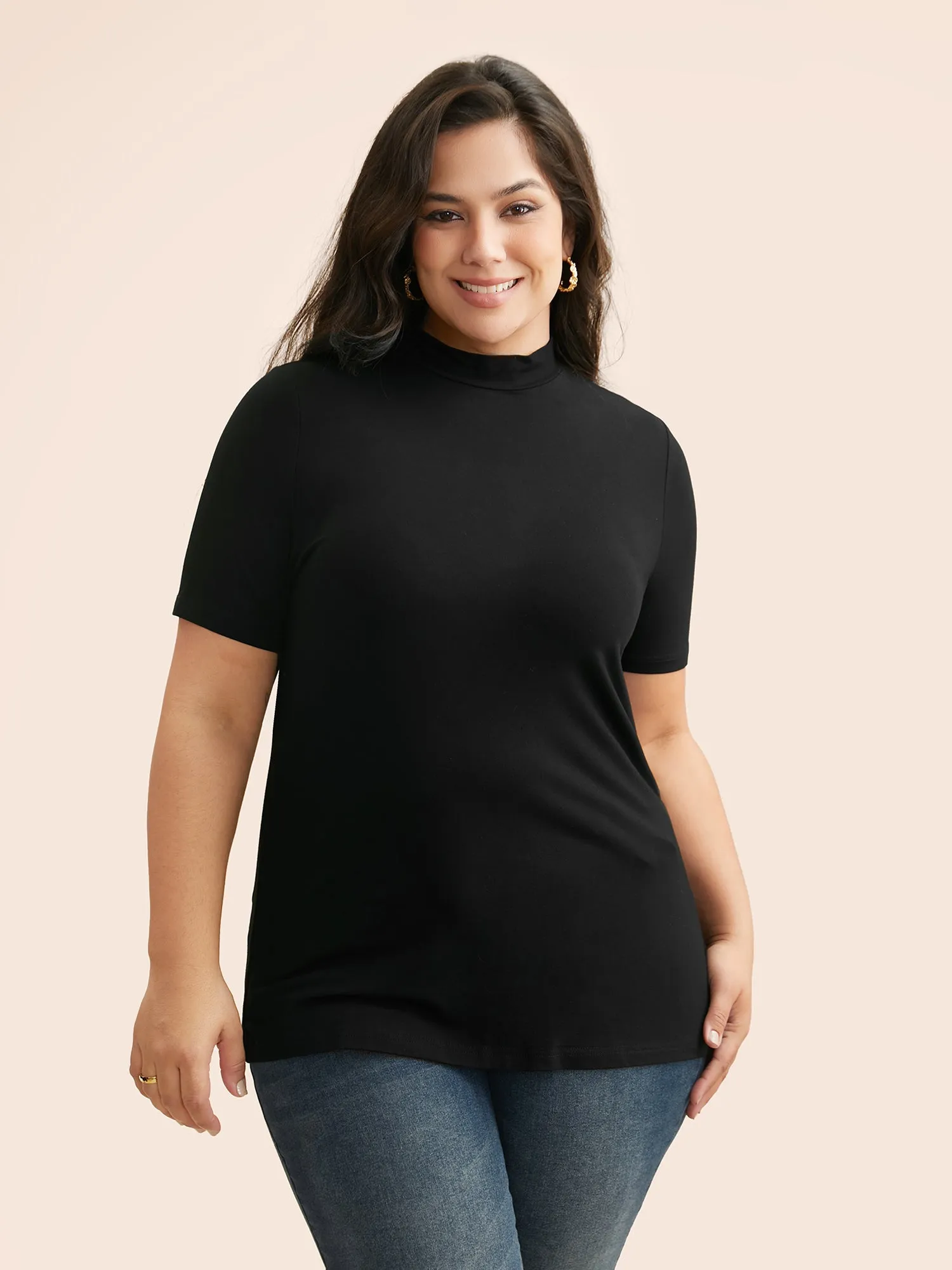 Supersoft Essentials Solid Mock Neck T-shirt sold by Bloomchic product image thumbnail 3