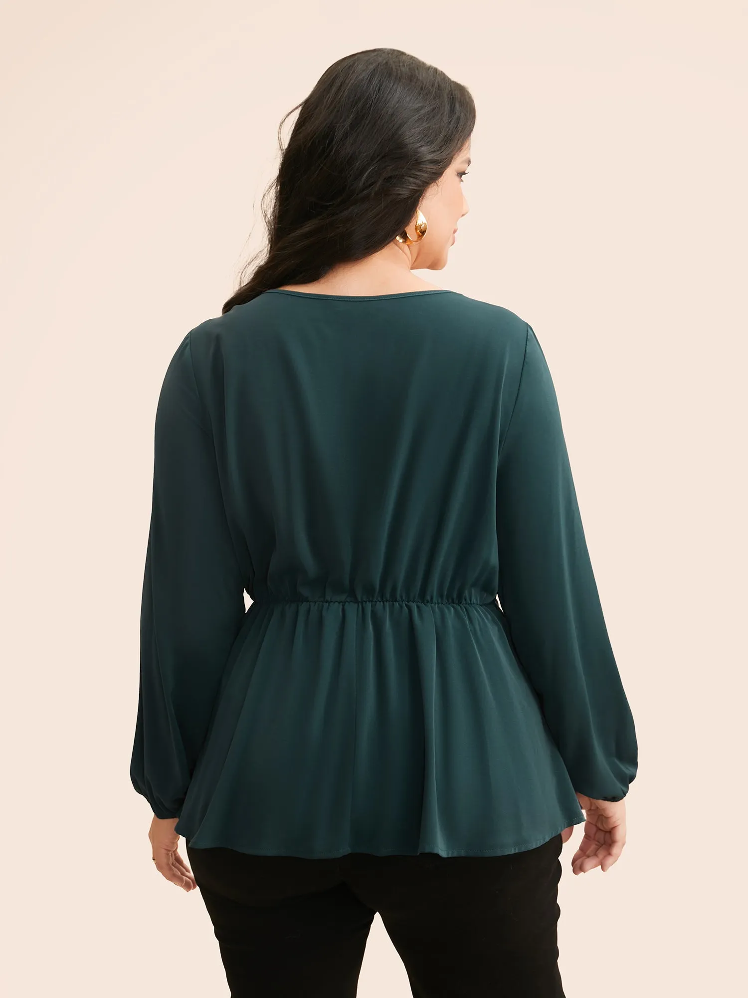 V Neck Tie Knot Gathered Blouse sold by Bloomchic product image thumbnail 5